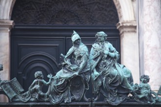 Statues near San Marco Campanile, Venice, Italy, Europe