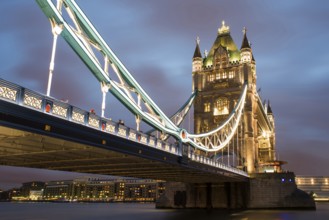 London Tower bridge on sunset illuminated with different colors