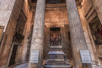 ROME, ITALY, JUNE 14, 2015 : interiors and architectural details of the pantheon, june 14, 2015, in