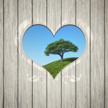 An image of a beautiful wooden heart with a tree