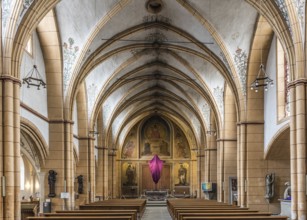 Trier, Rhineland-Palatinate, Germany, 04 15 2019, Interior design of the Saint Gangolf's Church,
