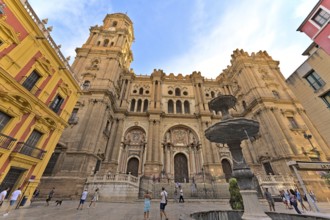 Holy Cathedral Church Basilica of the Incarnation, the cathedral of Malaga pictured from the front