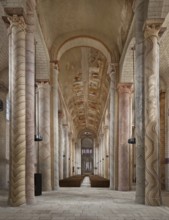 View through the columned longhouse into the old ambulatory choir, St., Sankt, Saint