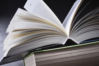 Composition with open book on the table