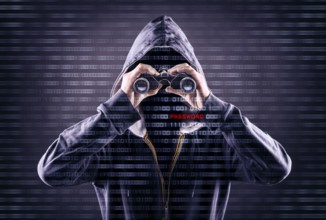 faceless person is looking for a password