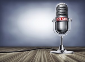 3D rendering of a microphone with an on air icon