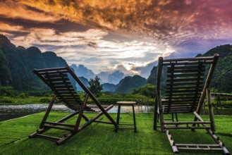 Trang An, a scenic area near Ninh Binh, Vietnam inscribed as a UNESCO World Heritage Site in 2014