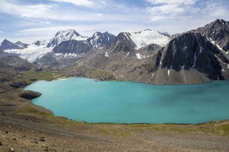 Mountain turquoise lake in Kyrgyzstan