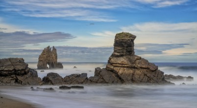 A long exposure view of the Playa de Portizuelo beach on the Costa Verde of Asturias