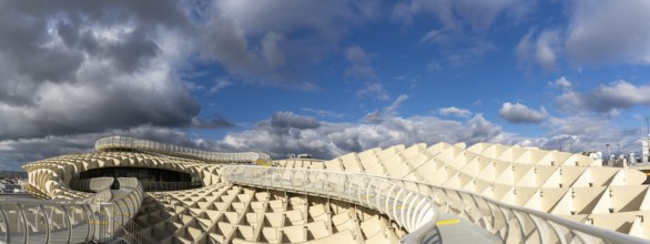 Seville, Spain - 10 January, 2021: sightseeing walk on top of the Metopol Parasol in Seville