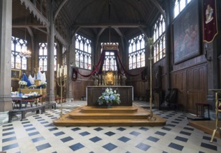 France - 15 August 2019: interior view of the altar in the historic Saint Catherine's Church in