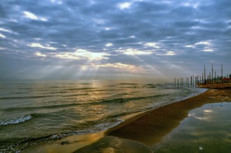 Quiet morning in Bandar-e Anzali port by Caspian Sea in northern Iran