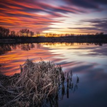 Reflections of sunset at the lake