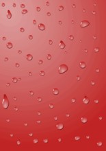 Drops on glass in red