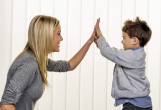 Mother and son, symbol of love, fun, childhood, happiness