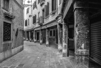 An abandoned bent alley in downtown Venice, Italy, Europe