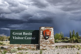 Sign, Great Basin Visitor Centre, Highway US 93, Baker, Nevada, USA, North America