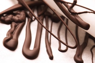 Chocolate traces on a white paper, lodz, poland