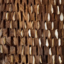 Threshing board for wheat of aged wood and stones texture vintage pattern