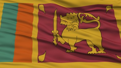 Closeup Sri Lanka Flag, Waving in the Wind, High Resolution