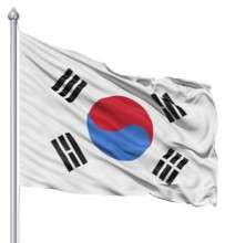 Realistic 3d flag of South Korea fluttering in the wind