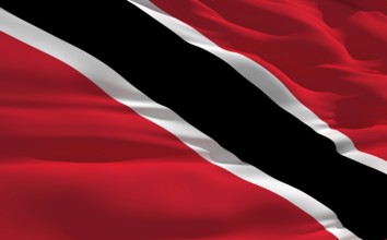 Fluttering flag of Trinidad and Tobago on the wind