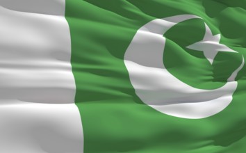 Fluttering flag of Pakistan on the wind
