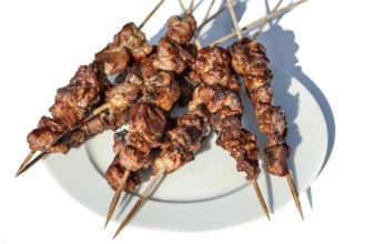 Lamb kebab shashlik from the grill on a wooden skewer