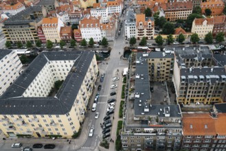 Copenhagen, Denmark, August 12, 2016: Aerial view of Copenhagen a cloudy day of summer, Europe