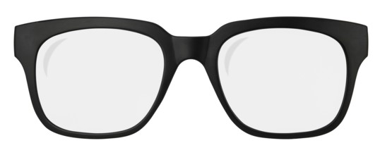 Isolated Retro Black Thick Framed Glasses On A White Background