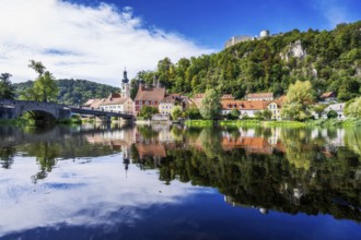 Idyllic village at the river Naab with a picturesque old town