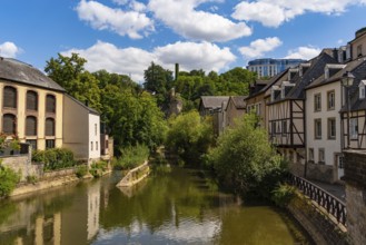 View of Grund district and Alzette river in Luxembourg City