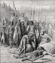 Alexander the Great before the dead Darius III, Battle of Gaugamela, 331 BC