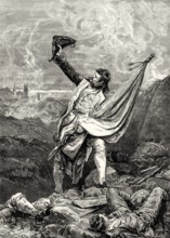 Lord Cochrane recovering the Spanish flag at the Siege of Roses, Catalonia, Spain, 1808, Europe