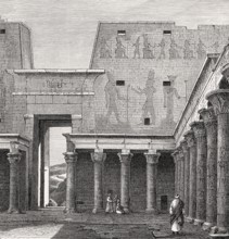 The Temple of Edfu, an Egyptian temple in Edfu, Upper Egypt, 19th century