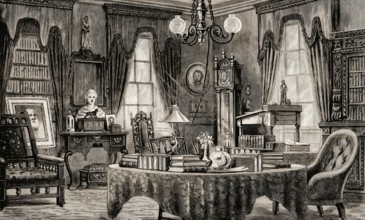 Longfellow's study, Craigie House, West Cambridge, Massachusett s, home of Henry Wadsworth