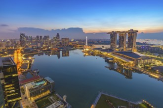 Singapore city skyline at Marina Bay when sunrise