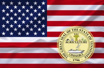 The flag of the USA with the coat of arms of Tennessee, Studio