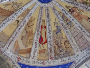 Mural painting representing life in the medieval town, 20th century, Parish Church of Our Lady of
