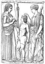 Demeter, Persephone and Triptolemos, a marble bas-relief from Eleusis, Greek mythology