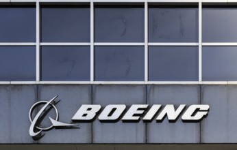Sign at Boeing headquarters in Chicago, IL, USA, Chicago, United States, North America