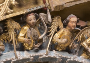 Centre section with angels playing music, St., Sankt, Saint