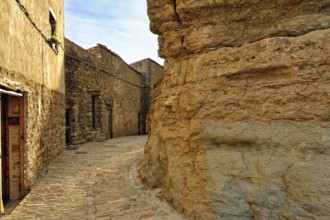 Landscape with the old Spanish town of Ares. Streets of the small town