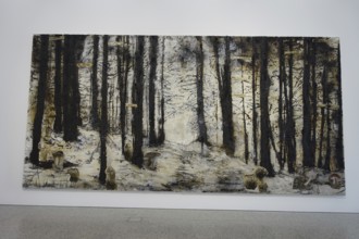 Würth Museum 2, Painting of a gloomy winter forest with strong contrasts, Carmen Würth Forum,