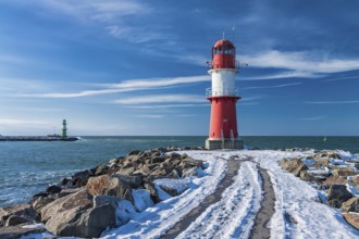 The pier towers in Warnemünde in winter