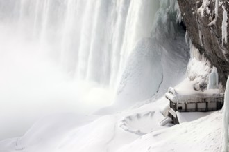 Winter Niagara Falls frozen snow and ice