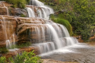 Wonderful waterfall cascade with motion blur, Biribiri State Park, Minas Gerais, Brazil, South