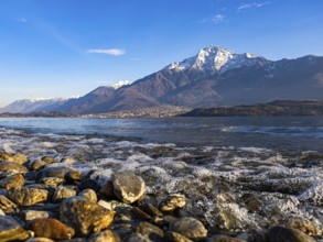 Shoreline of Lake Como at sunset