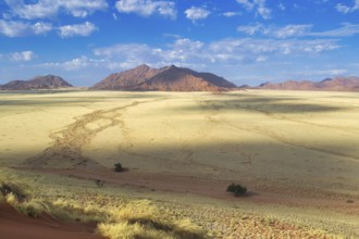 Landscape of the plains around Sossusvlei in Namibia. Travel and tourism