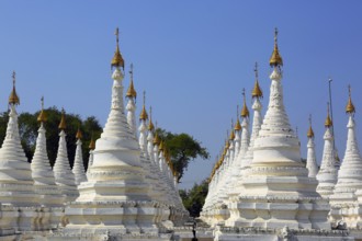 Large stupa forest of the Sandamuni Paya pagoda in Mandalay, Myanmar (Burma)